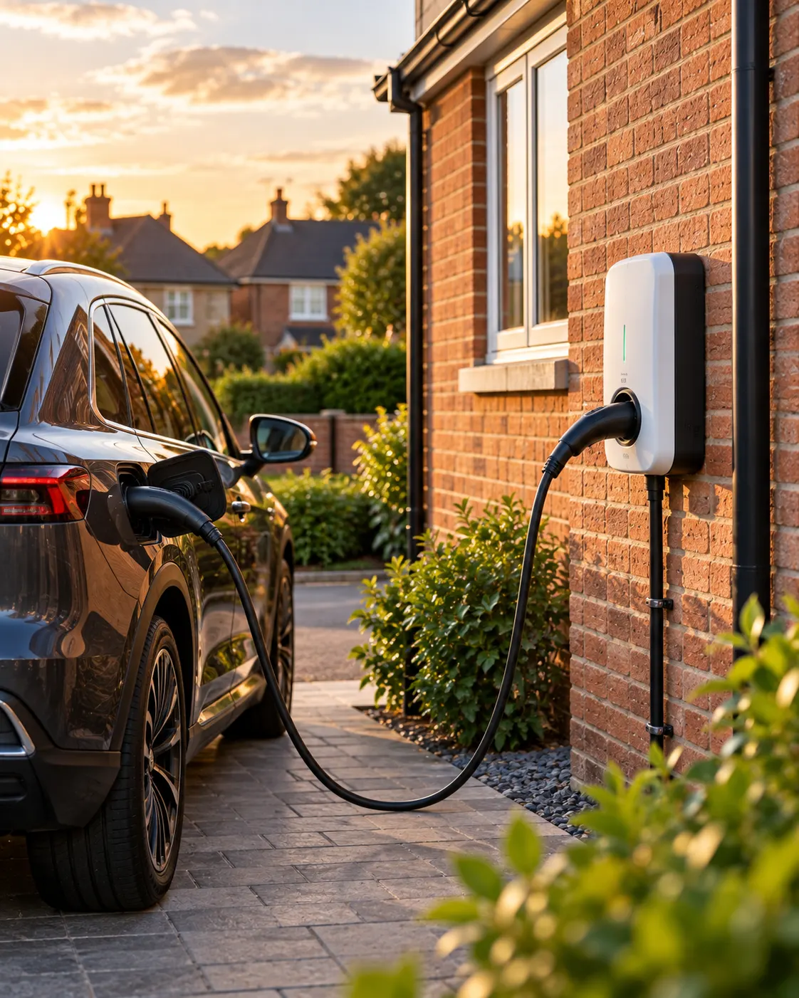 EV charger beside a driveway