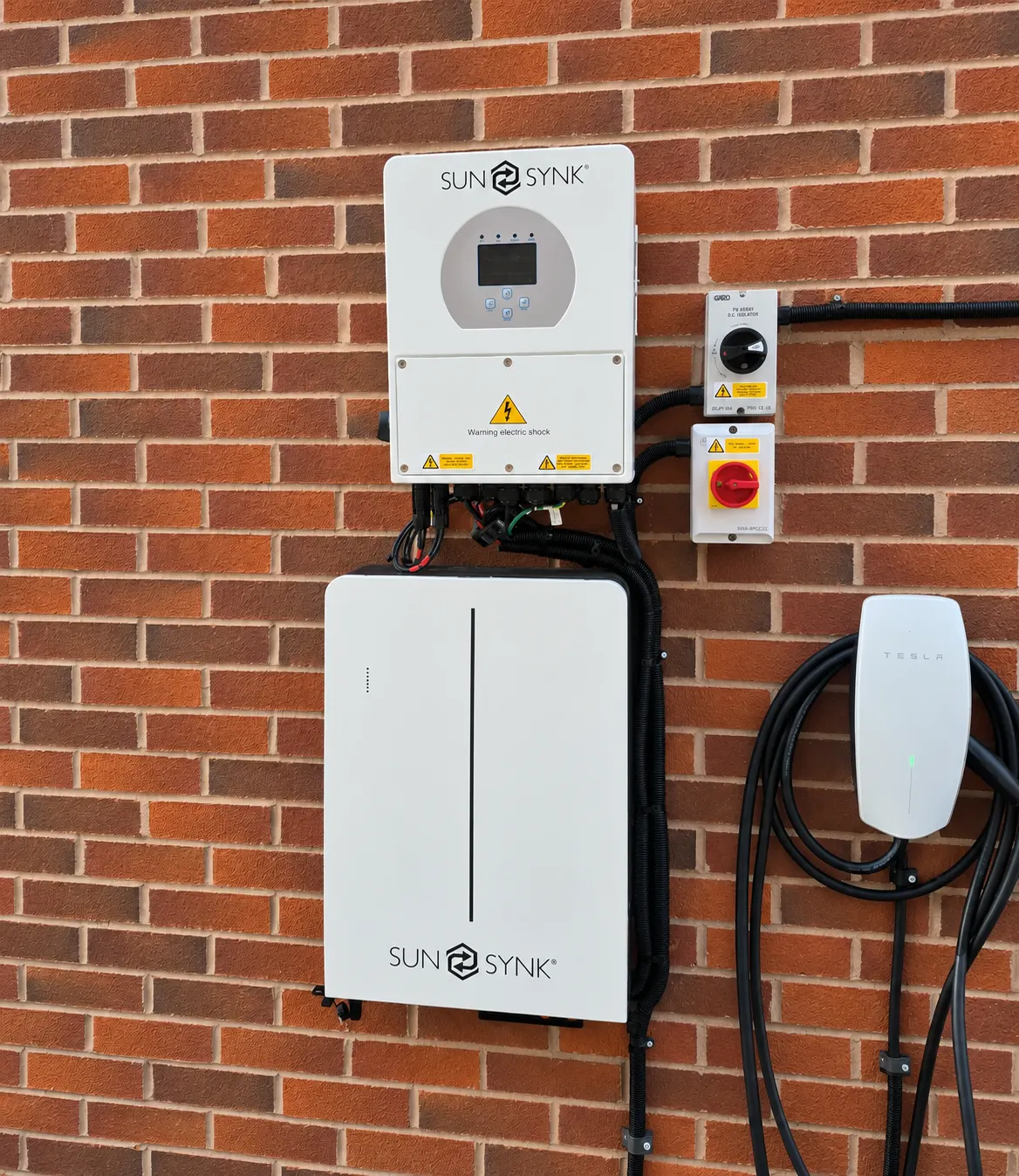 Sunsynk inverter and battery with an EV charger, installed by One Future Energy