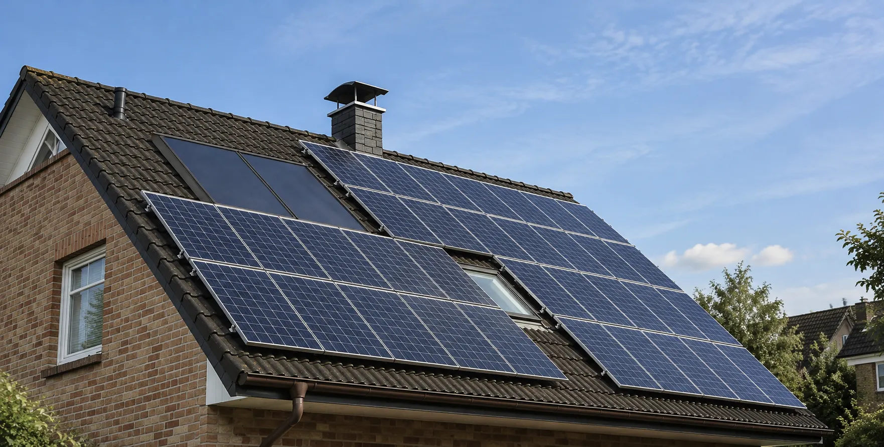 Solar panels on a brick family home